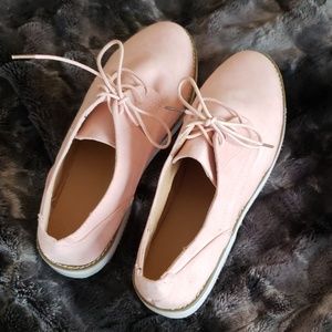 Pink suede oxfords